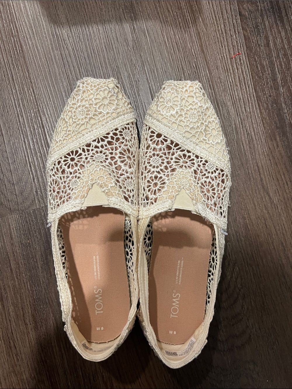 Toms crochet flats white